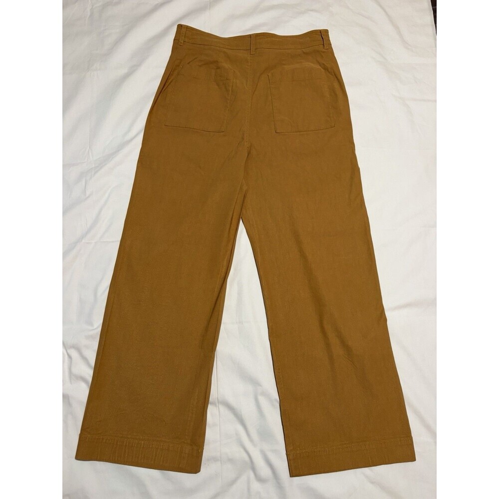 Anthropologie Maeve The Colette Linen Blend Crop Wide Leg Pants 10 30 Copper Tan - Picture 7 of 7